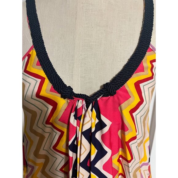 Diane Von Furstenberg MARLETTE Silk V Neck Blouse Chevron Print Size 0 - Picture 4 of 10